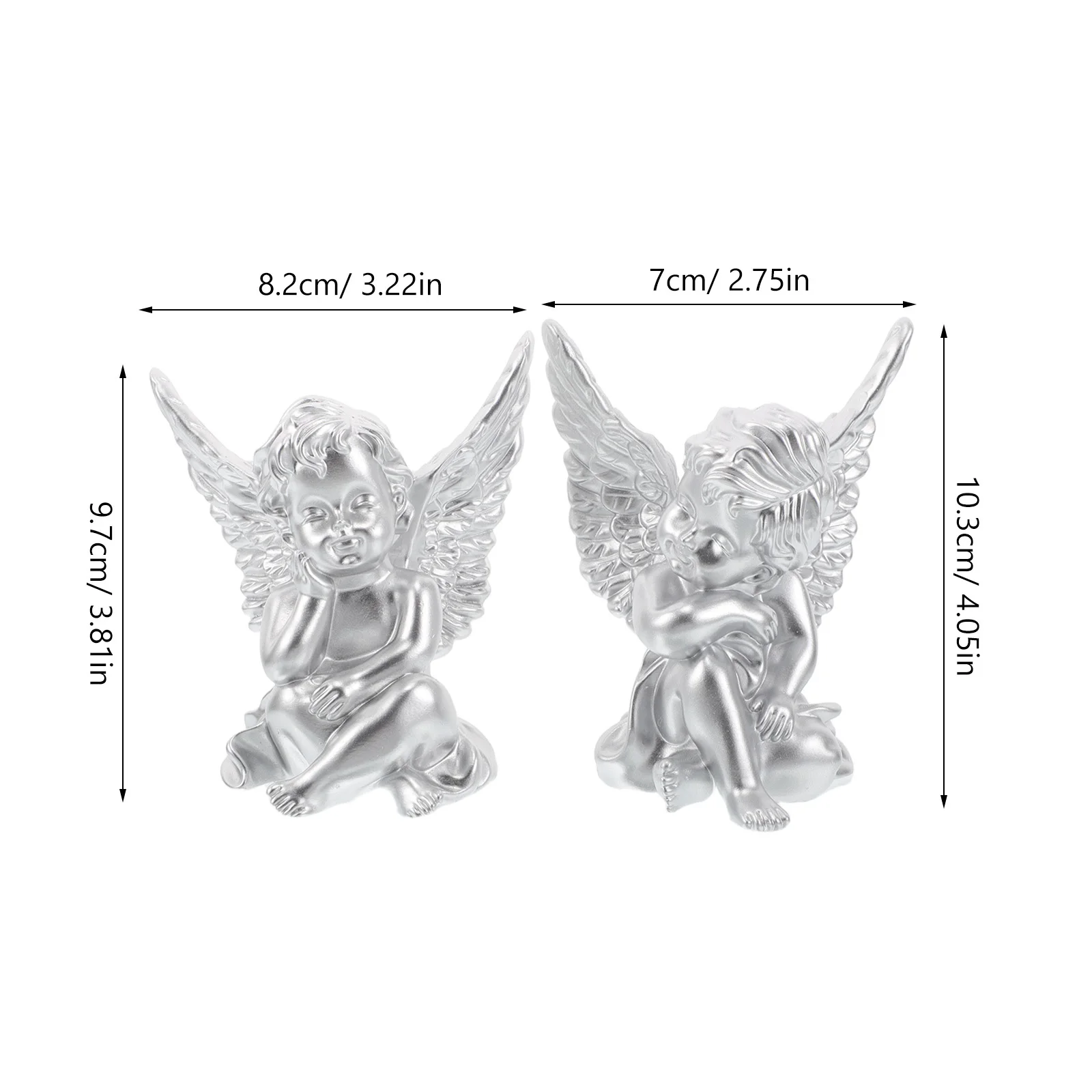 

2Pcs Resin Angel Statue Indoor Home Decoration Charming Small Sculptures Elegant Angel Ornaments for Shelves Statue Decor