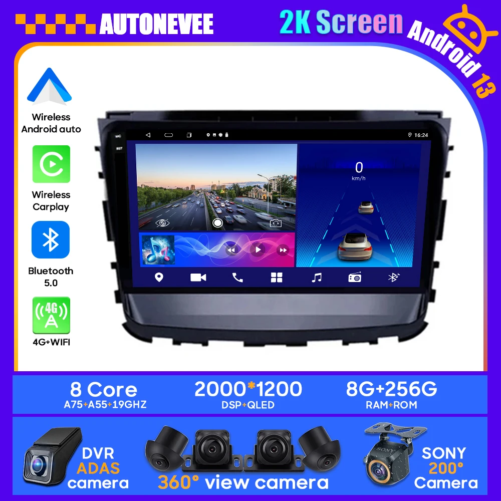 

Android 13 For SsangYong Rexton 2019 Car Radio Carplay Player Wireless Android Auto Stereo Head Unit Rear camera GPS Navigation