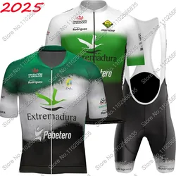 Extremadura Pebetero 2025 Cycling Jersey Set Short Sleeve Green Spain Clothing Road Bike Shirts Suit Bicycle Shorts MTB Maillot
