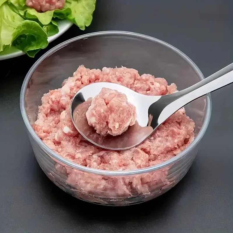 1 Pc 304 Stainless Steel Meatball Spoon Hand Squeeze Meatball Spoon Squeeze Maker Spooner Meatball Maker Kitchen Gadgets