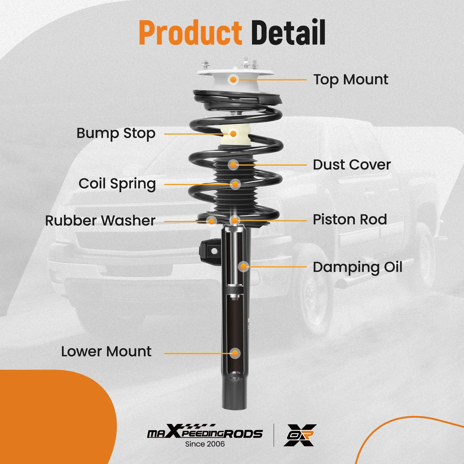 زوج الجبهة تبختر الربيع الجمعية ل 2001 2002 2003 2004 2005 BMW 325i سيدان