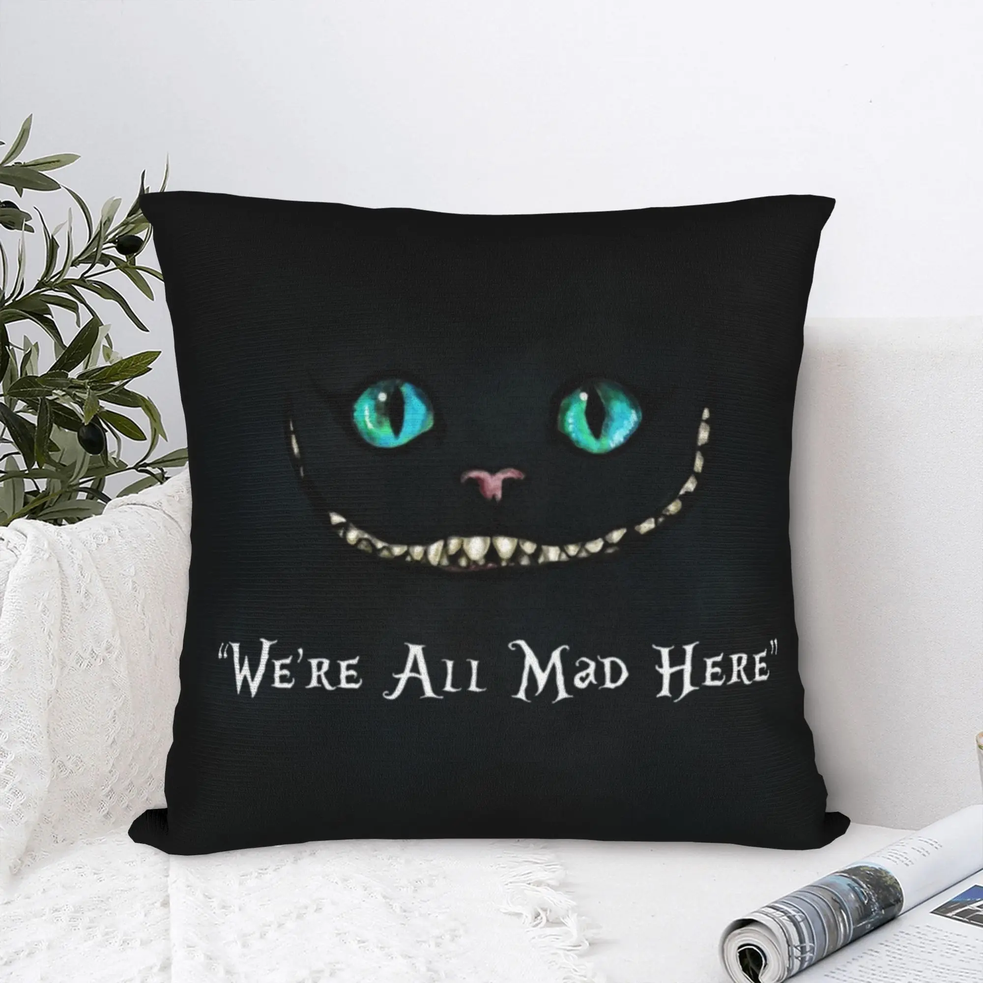 Cheshire Cat Square Pillow Case Alice in Wonderland Cushion Cover Awesome Zipper Decorative Pillowcase for Home 18
