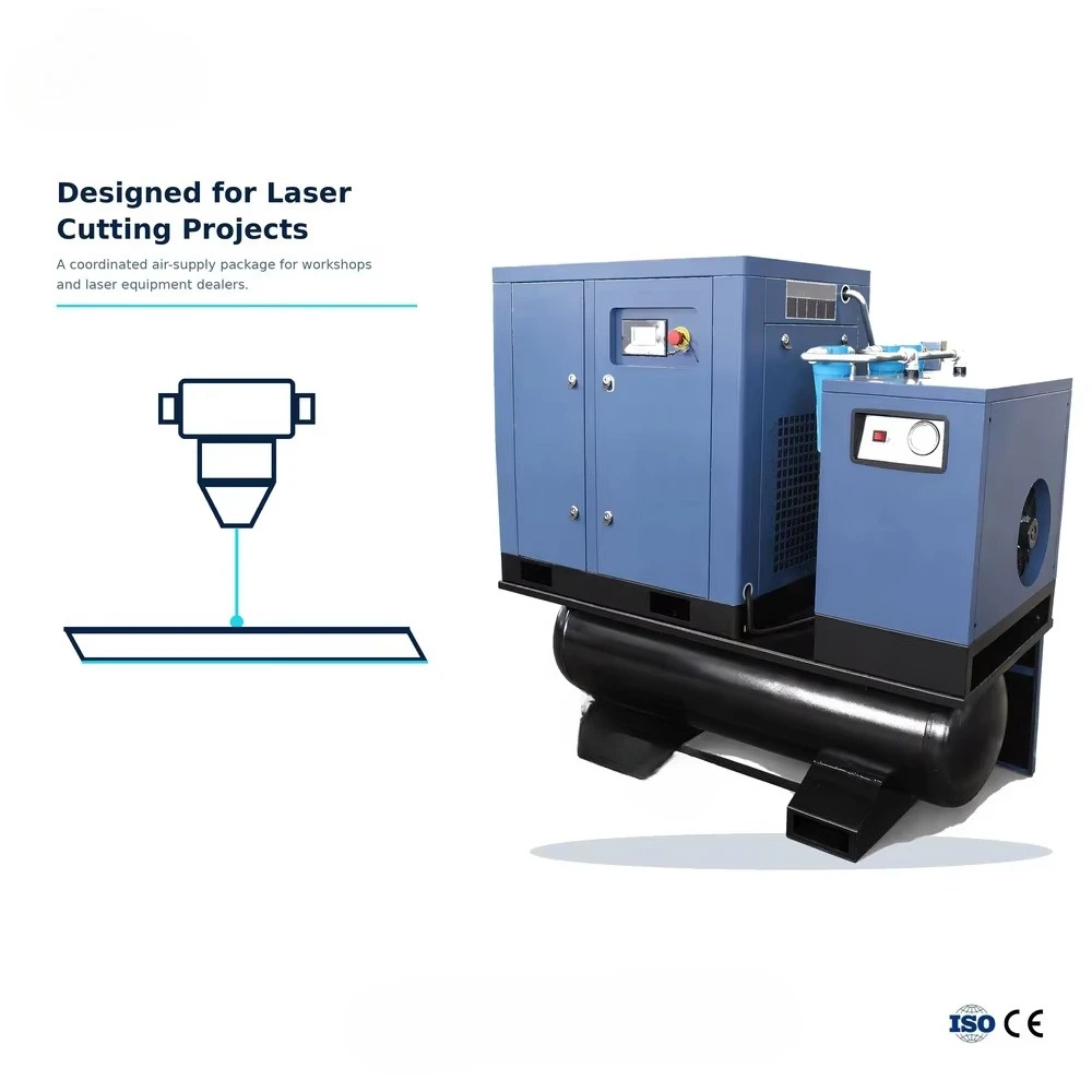4 in 1 Integrated Screw Air Compressor for  Cutting 16Bar with Tank Dryer and Filtration