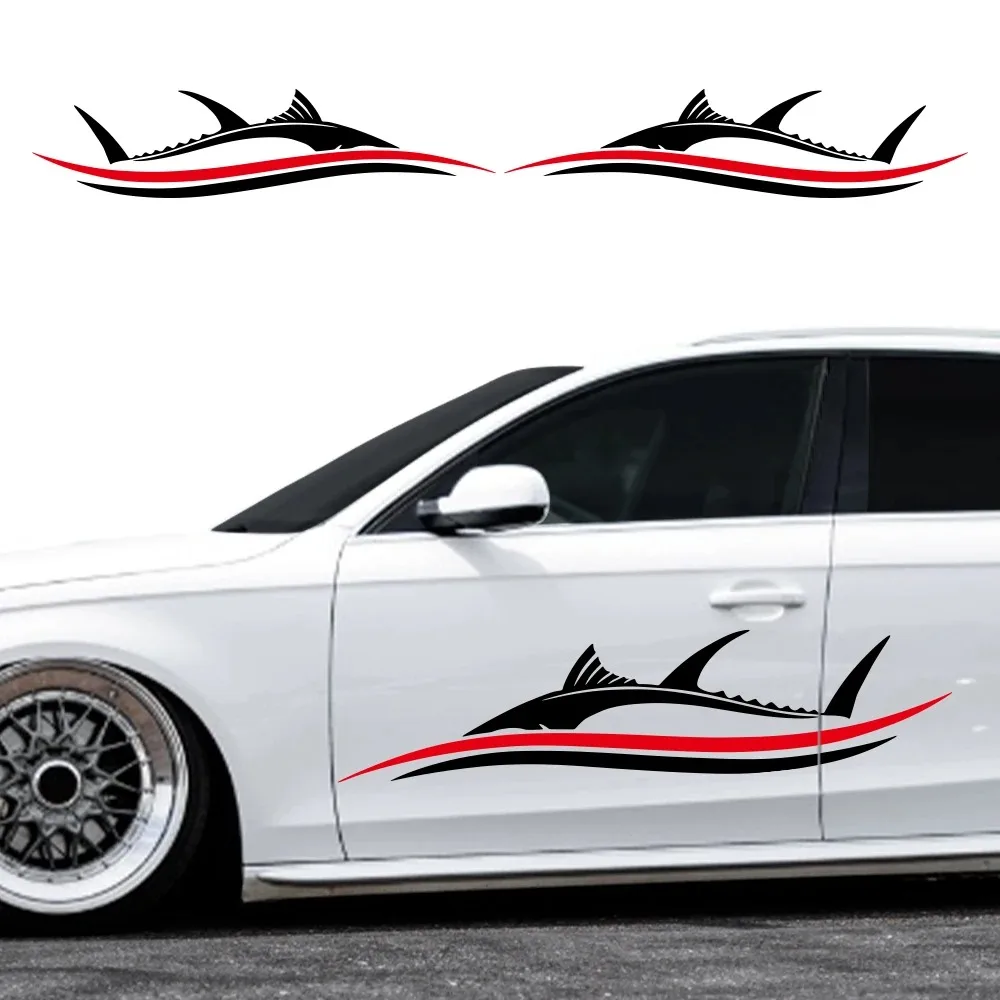 2pcs/set Fish Stripes Style Car Decals for Vehicle Car Boat RV Campervan Caravan Motorhome Window Decorate Waterproof Vinyl