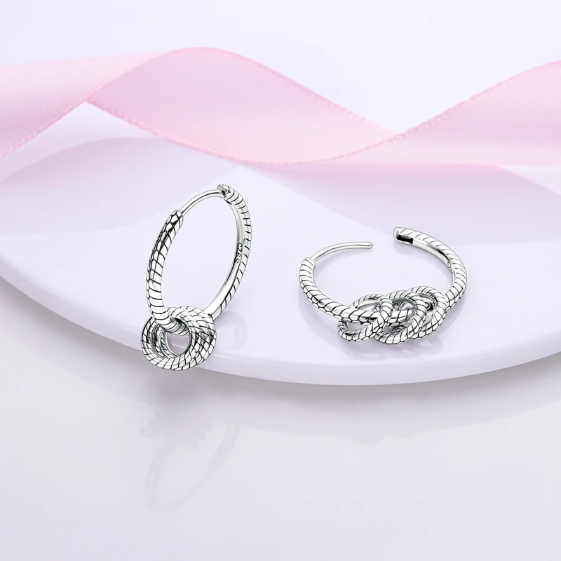 Stylish 925 Sterling Silver Classic Snake Bone Patterned Multi Ring Drop Earrings For Women Fine Wedding Jewelry Gifts