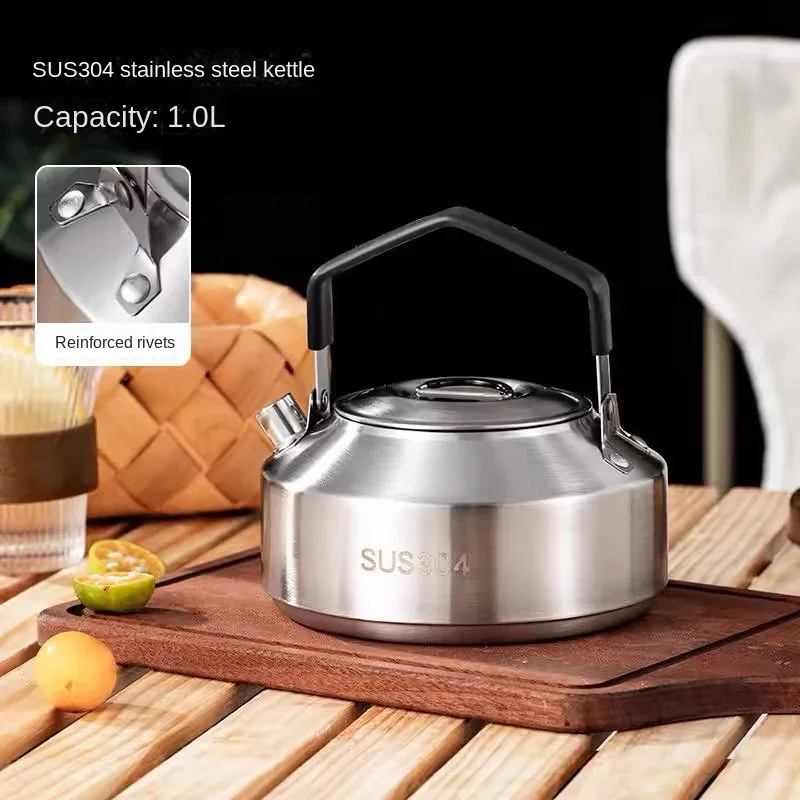 304 stainless steel outdoor kettle portable tea kettle self-driving camping equipment picnic kettle