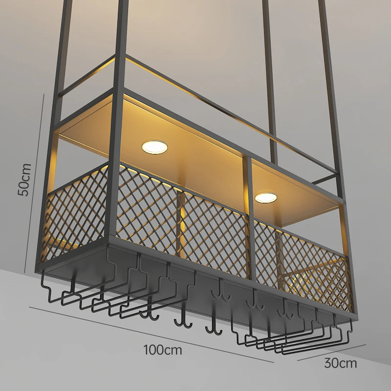 Bar Hanger Restaurant Front Desk Hanging Wine Rack Creative Wrought Iron Hanger Shelf Inverted Goblet Rack