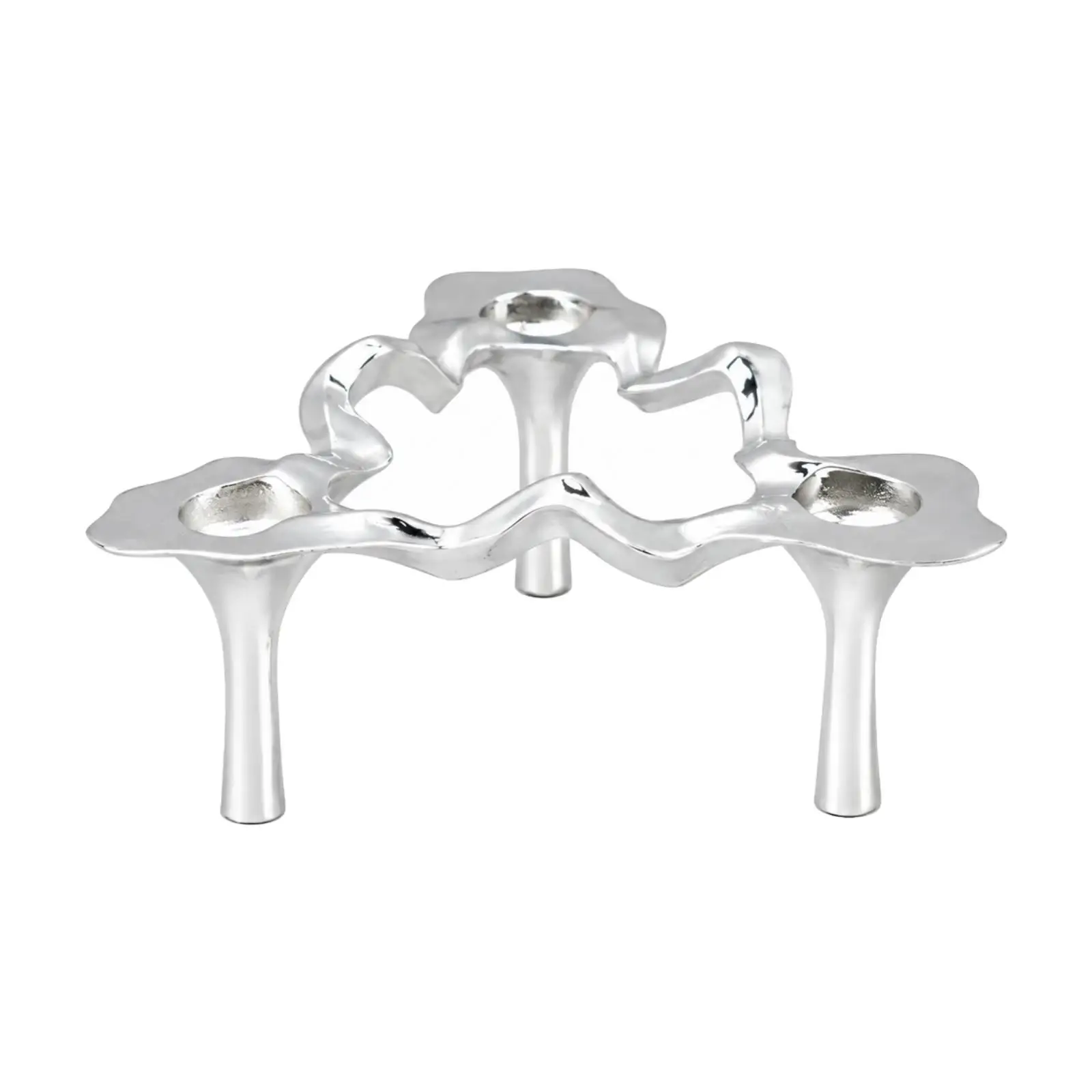 Triangular Metal Candle Holder with Three Legs Three-Candle Holder with Wavy