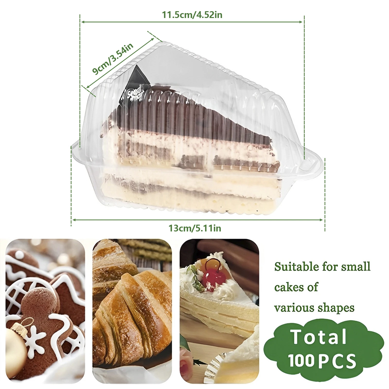 50/100Pcs Cake Dessert Slice Box Cupcake Container with Lid Stackable Clear Square Sandwich Storage Packing Box Party Supplies