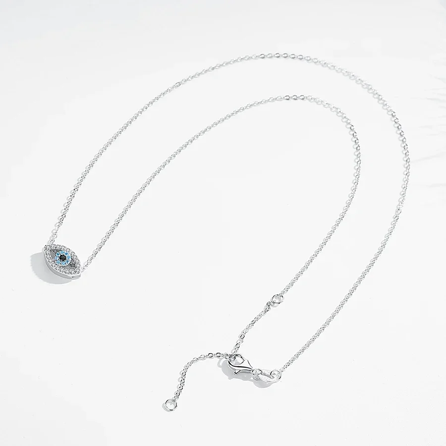 TONGZHE 925 الاسترليني قلادة فضية قلادة محظوظ عين الشر الأزرق تشيكوسلوفاكيا طويلة ربط سلسلة تركيا مجوهرات الياقوت الزبرجد قلادة