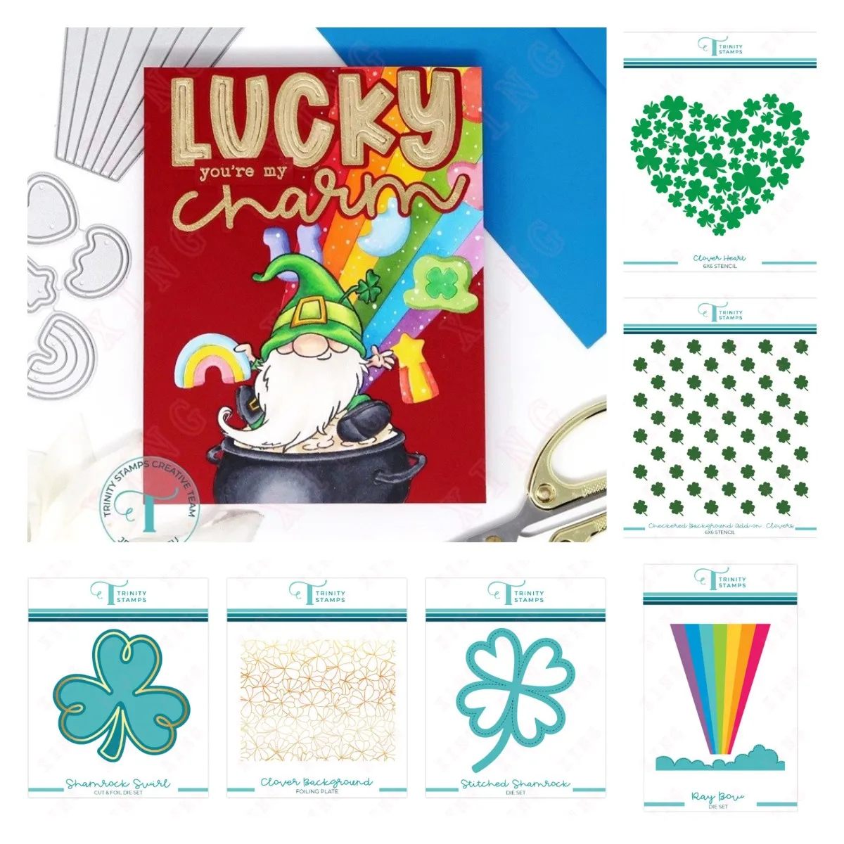 New Diy Ray Bow Die Set Checkered Background Add-on Stencils Stitched Shamrock Swirl Cut & Foil Clover Heart Background Hot Foil