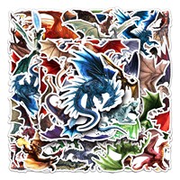 50Pcs Dragon series Cartoon Cute Waterproof Sticker Skateboarding Snowboard Retro Vinyl Sticker