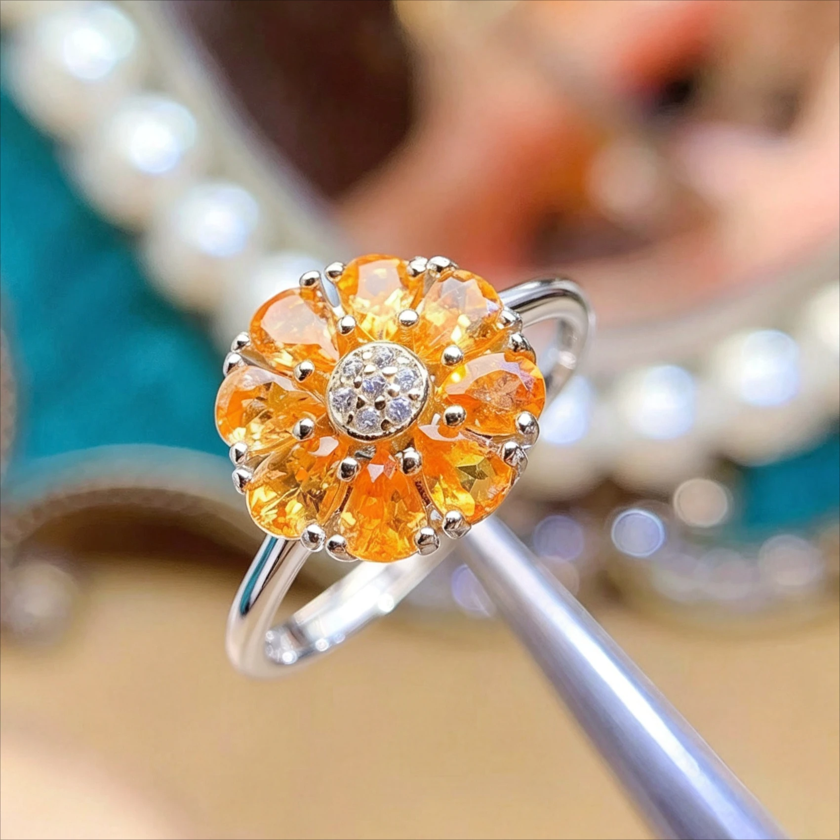 Natural Fanta Garnet Ring with Certificate 3x4mm Genuine Fanta Silver Jewelry 18K Gold Plated Silver Garnet Jewelry