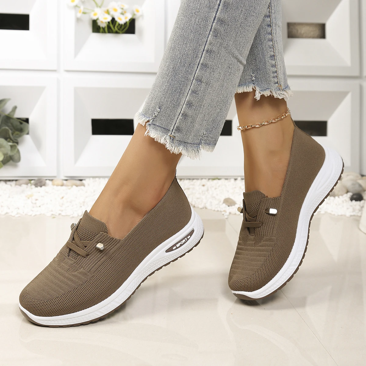 Women's Breathable Mesh Slip On Casual Sneakers Lightweight Platform Walking Shoes Comfort Mom Daily Footwear 4 Colors Available