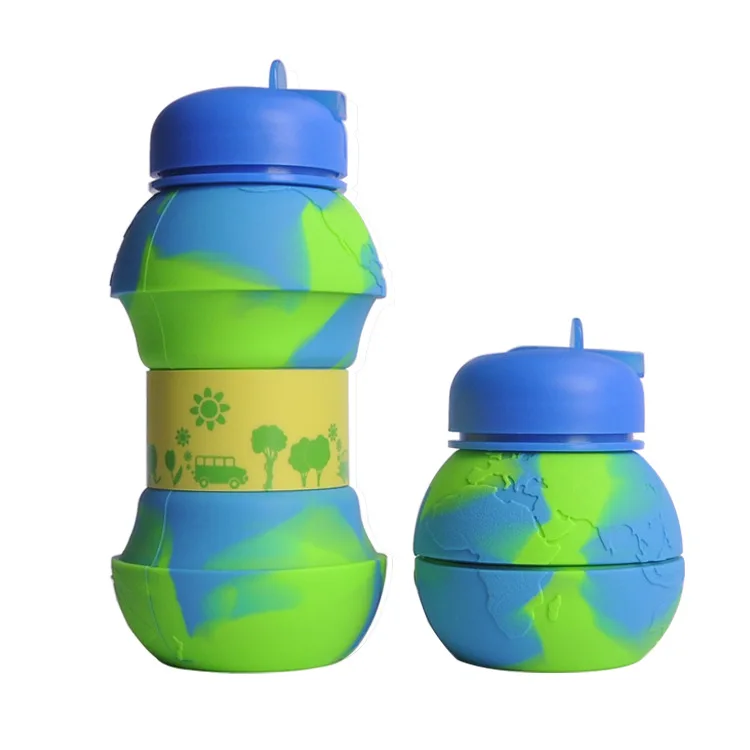 Children's Creative Water Cup Portable, Anti drop and Leak Silicone Foldable Outdoor Sports Water Bottle