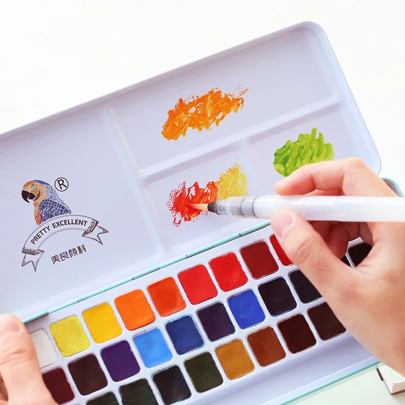 MeiLiang Watercolor Paint Set Metal Box with Water Color Brush Pen Perfect for Students Kids Acuarelas Oil Paint Art Supplies