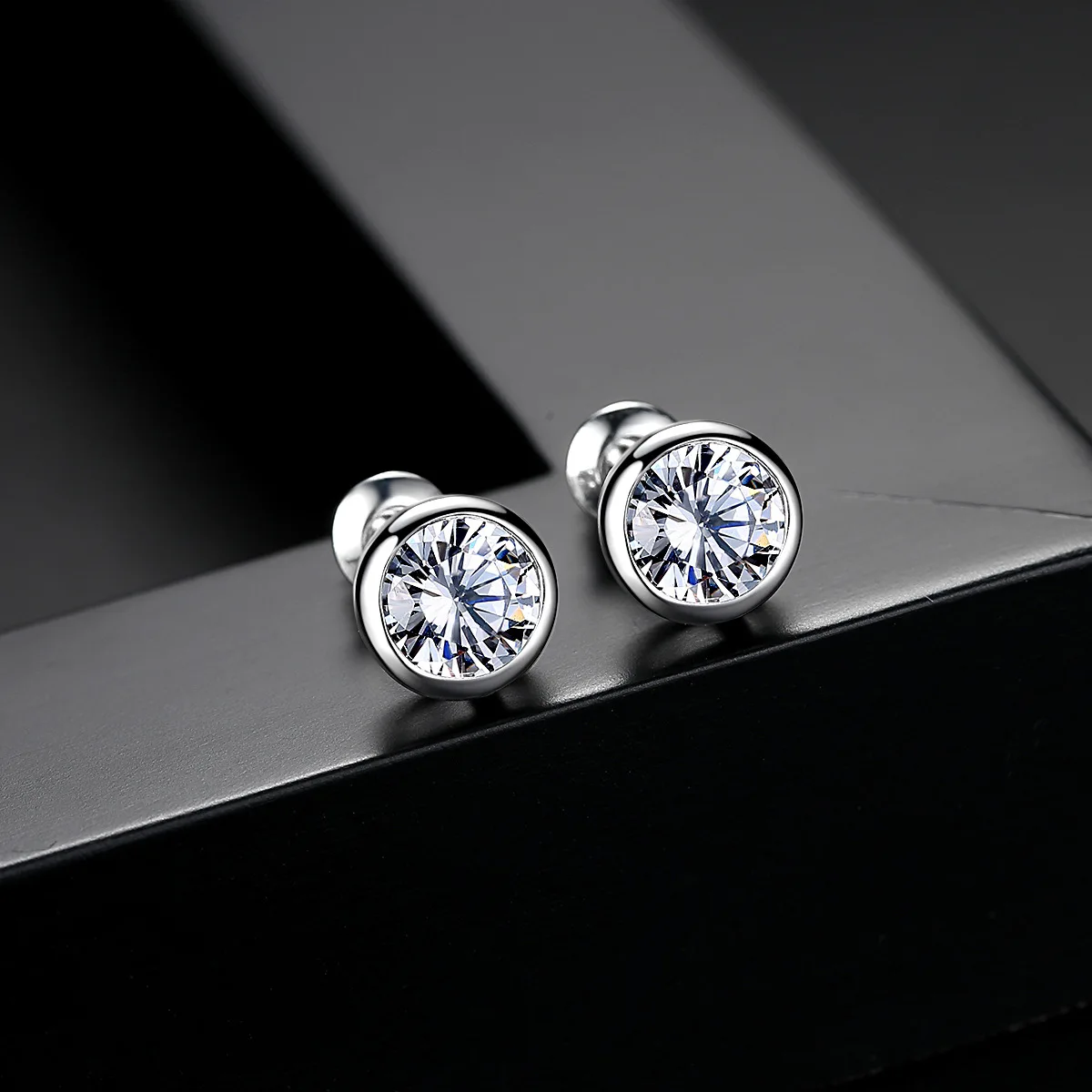 925 Sterling Silver Minimalism Charm Zircon Geometric Bead Stud Earrings Pendientes for Women Fashion Korean Teen Party Jewelry