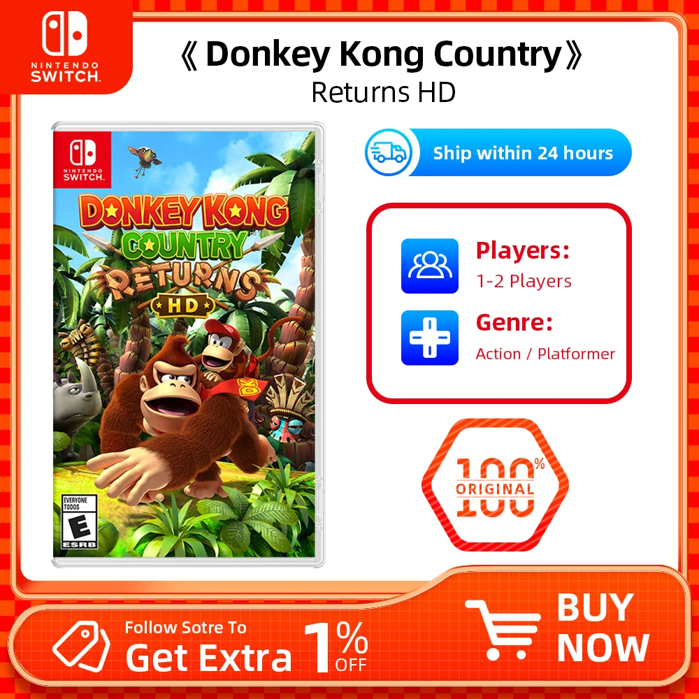 Donkey Kong Country Returns HD - Nintendo Switch Game 100% Original Nintendo Switch Game Card for Nintendo Switch OLED lite