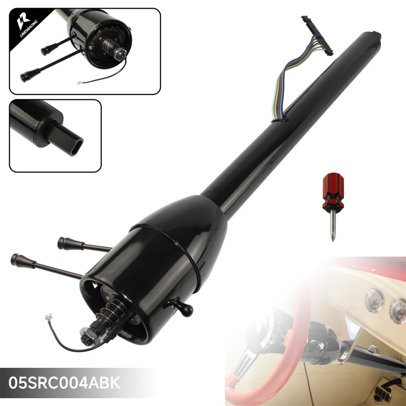 

LR GM Electrophoretic Coating 32''/30''/28'' Inch Tilt MT Manual Style Steering Column Universal for GM Car 69-94 Black/Silver