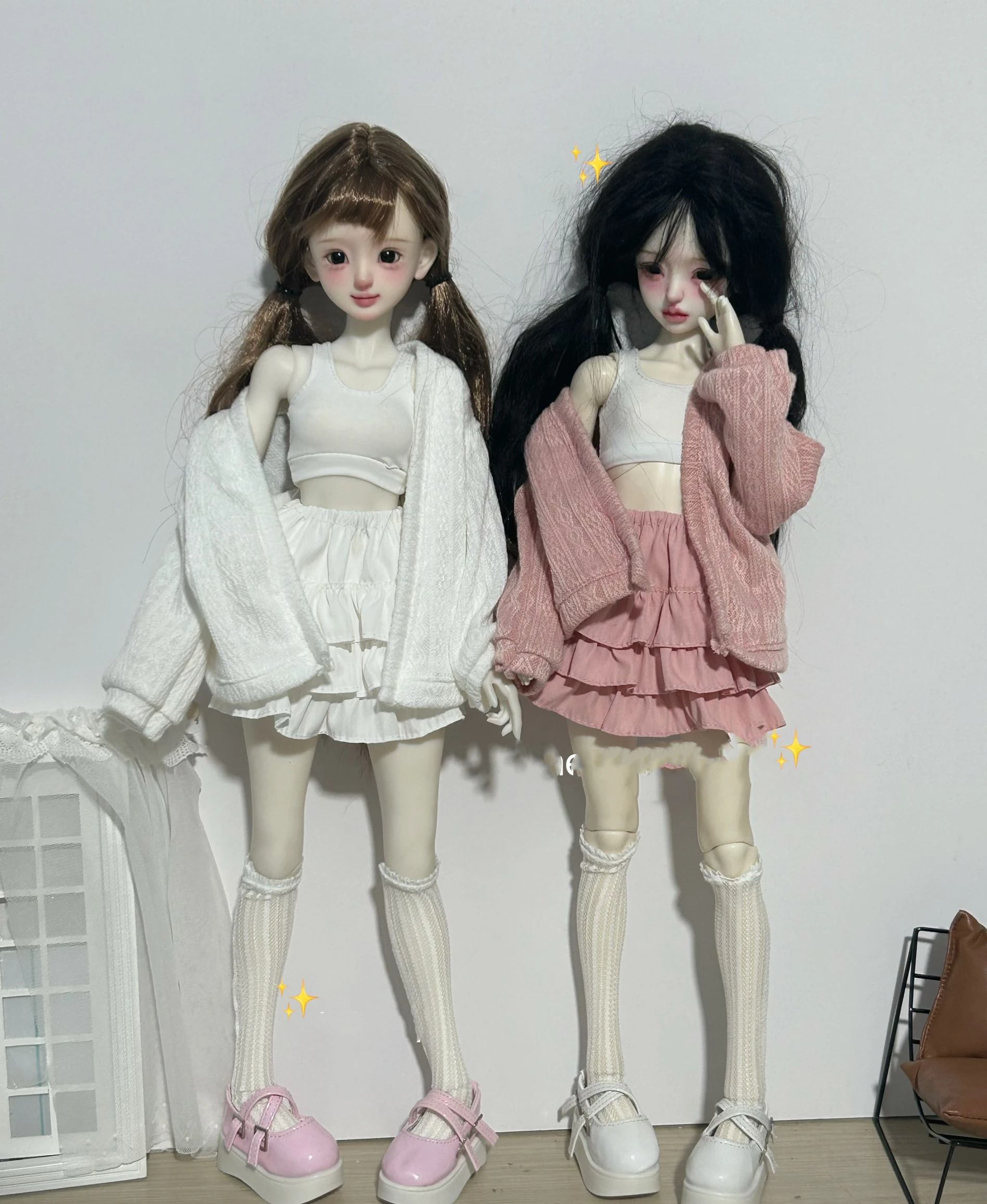 

BJD doll clothes suitable for 1/4 1/6 size cute doll clothes cardigan jacket top casual suit doll accessories (3 points)