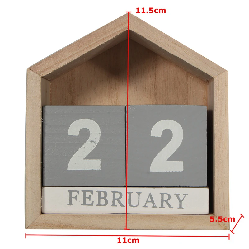 Vintage Design House Shape Perpetual Calendar Wood Desk Wooden Block Home Office Supplies Decoration Artcraft