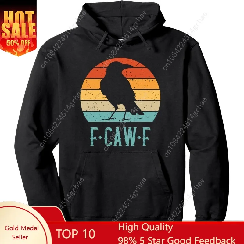 

F-Caw-F Black Crow Black Bird Retro Sunset Vintage F-Caw-F Pullover Hoodie