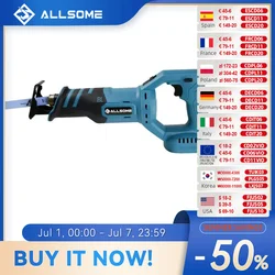 Allsome Reciprocating Saw Wood And Metal Cutting Machine Electric Saw For 18V Makita Lithium Battery