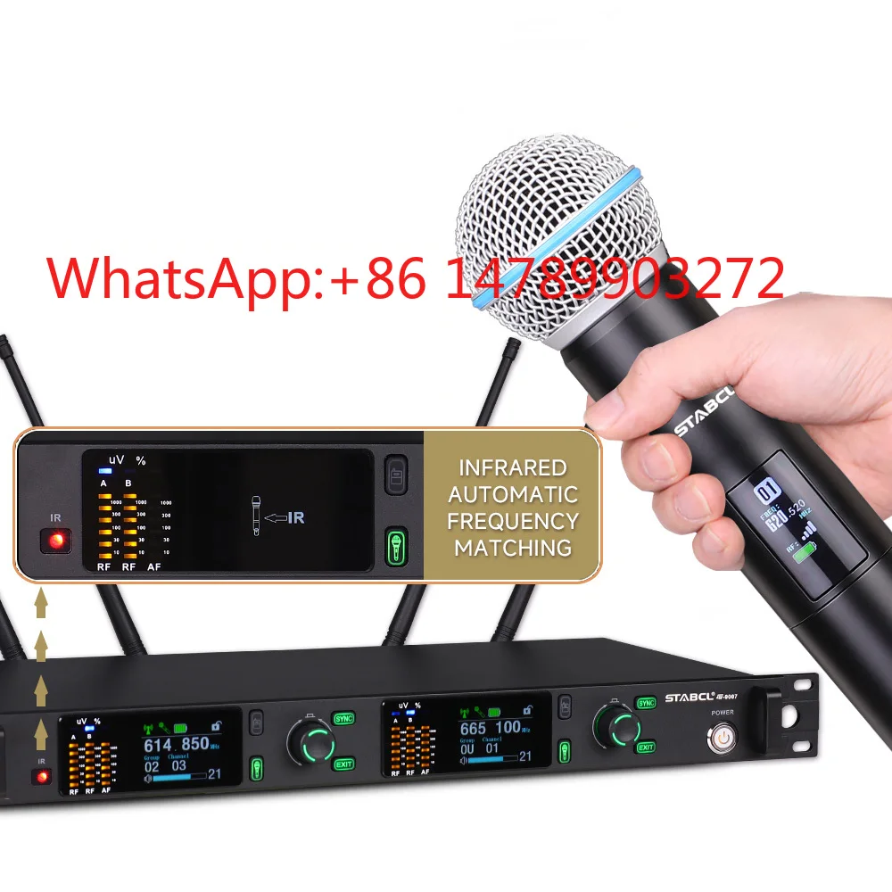 

ST-9007 2CH UHF Wireless Microphone Portable True Diversity Noise Cancelling Handheld Mic for Stage