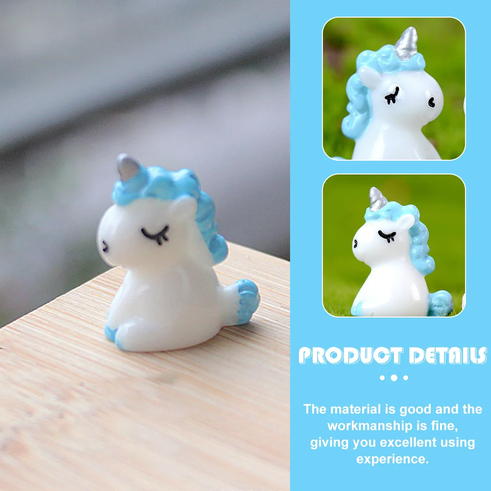 10 Pcs Mini Unicorn Figurines for Landscape Decors Artificial Miniature Ornaments DIY