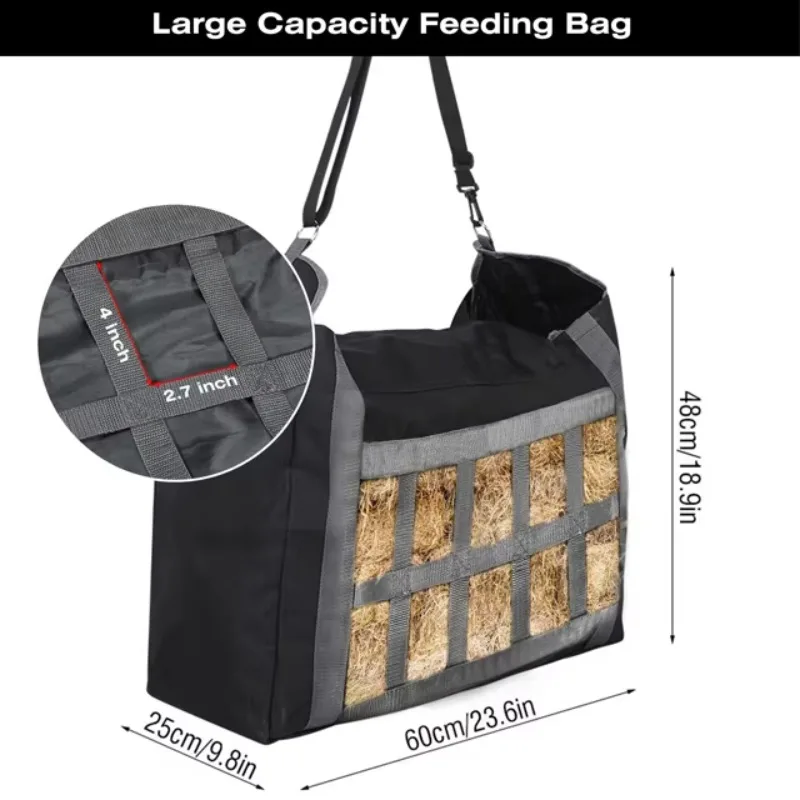 حقيبة قش الحصان المعلقة ذات التغذية البطيئة، حقيبة تخزين شبكية سهلة التعبئة #6