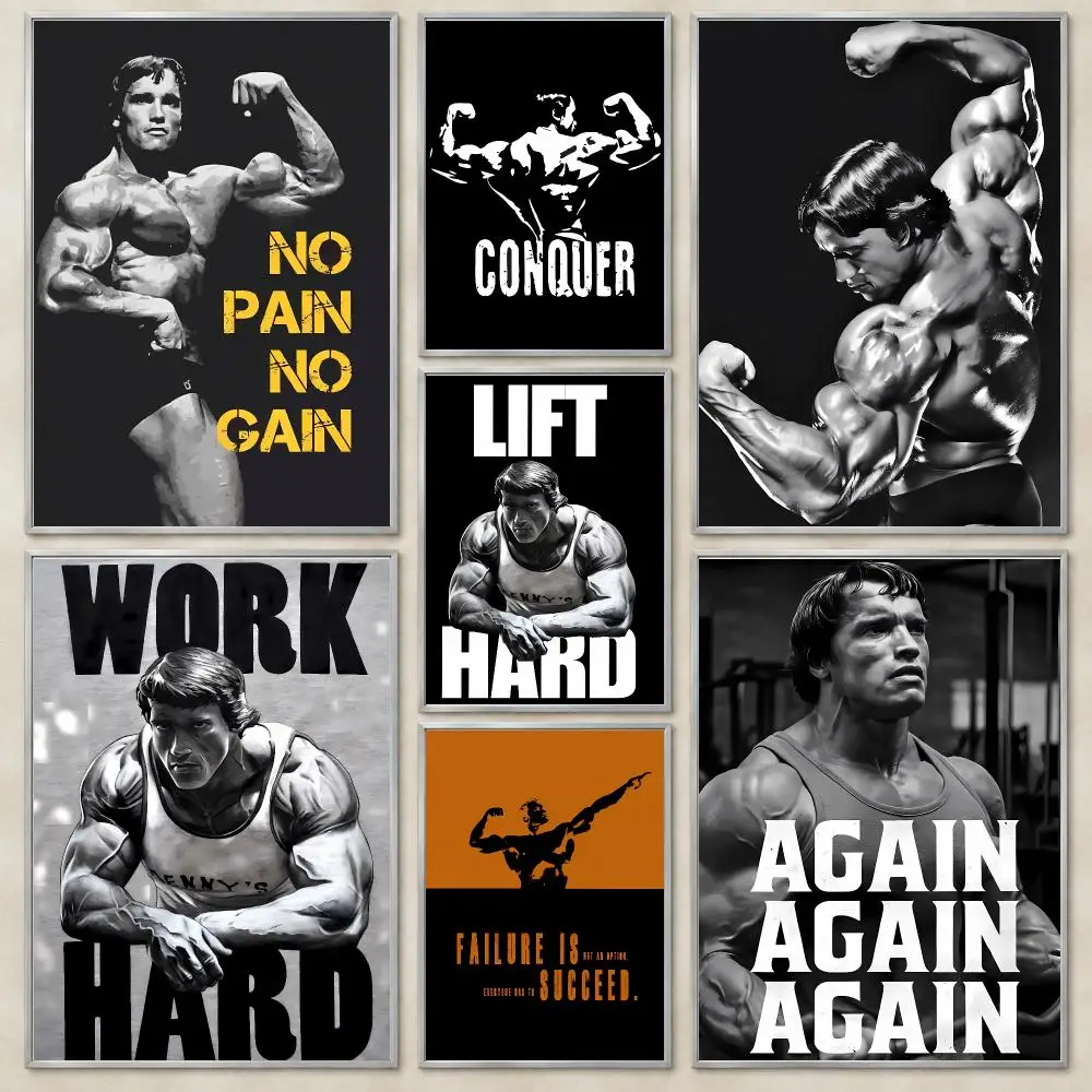Iconic Action Actor A-Arnold Schwarzenegger Poster Self-Adhesive Wall Art HD Print For Dorm Teen Room Decor Gift