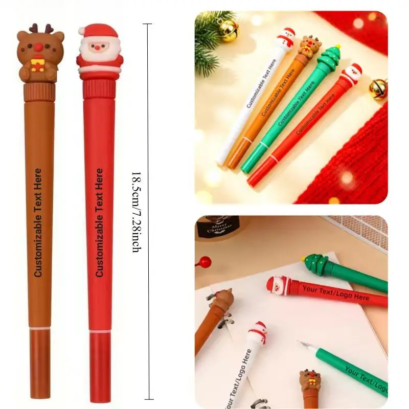 48PCS Custom Christmas Series Neutral Pen Cartoon Stress Relieving Rotating Pen Gift Pen Signature Pen Creative Student