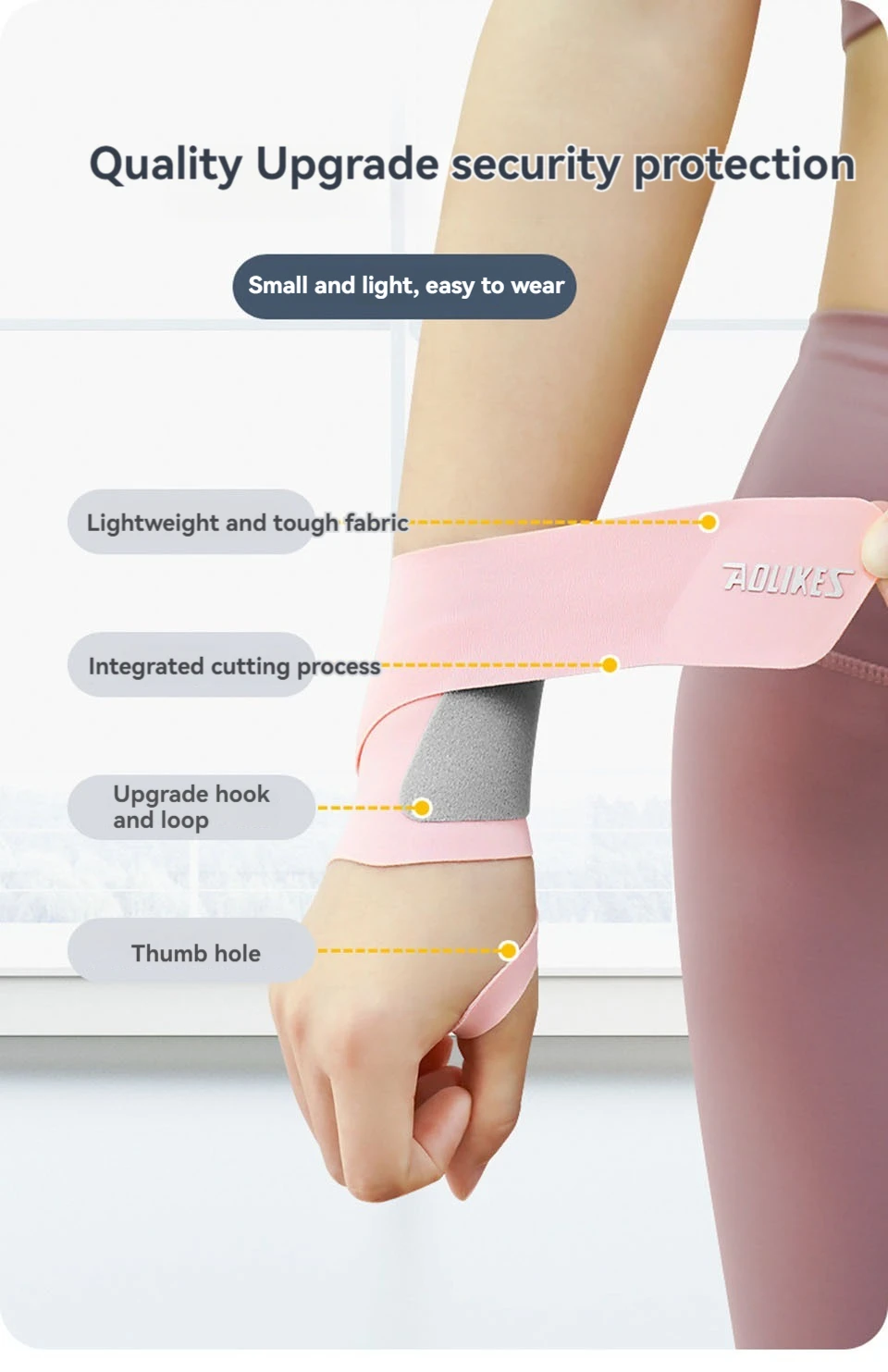 AOLIKES Ultradünne und weiche Handgelenkbandage für Männer und Frauen, verstellbare Handgelenkstütze für Basketball, Tennis, Badminton – Detail 7