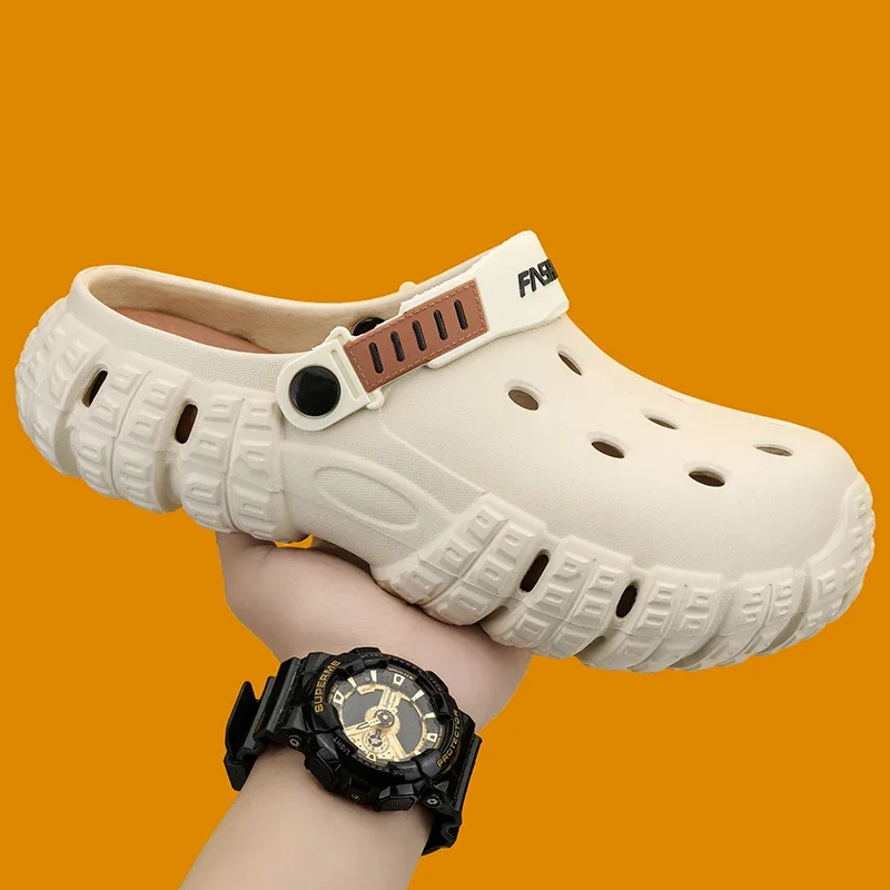 

Летние мужские сабо в корейском стиле, уличная пляжная обувь на толстой подошве, дышащие водонепроницаемые мужские тапочки из ЭВА, повседневные кроссовки