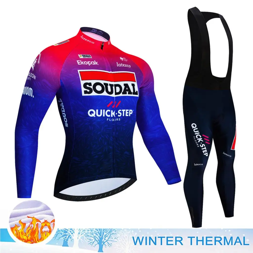 

Men's Mtb Clothing Tricuta Cycling Man Winter Jersey Thermal Fleece Bib Clothes for Bicycle Soudal Quick Step Professional Shirt