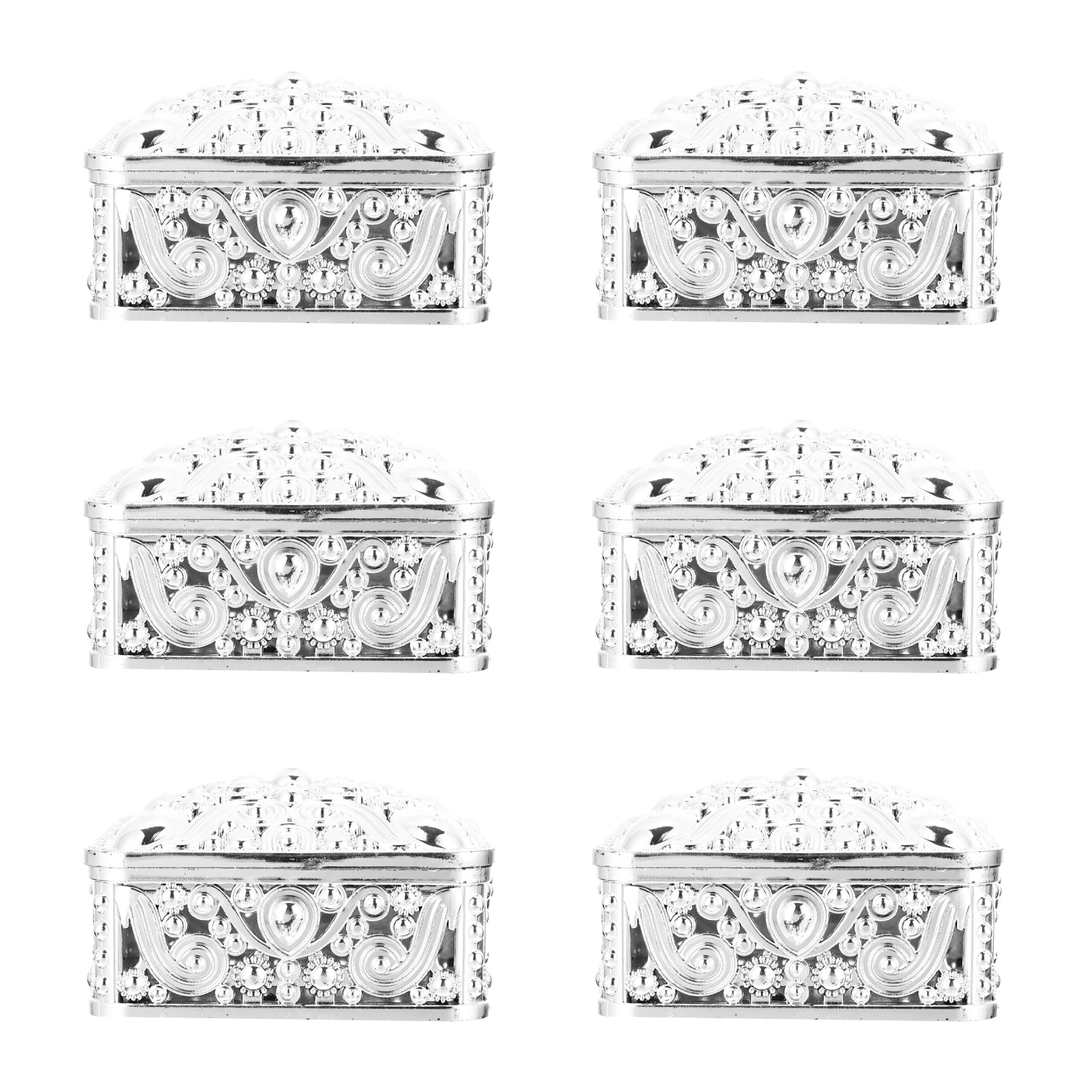 

12pcs Candy Storage Organizer Plastic Box With Lid Wedding Accessories Snack Jewelry Trinket Food Treasure Luxury Golden Silver