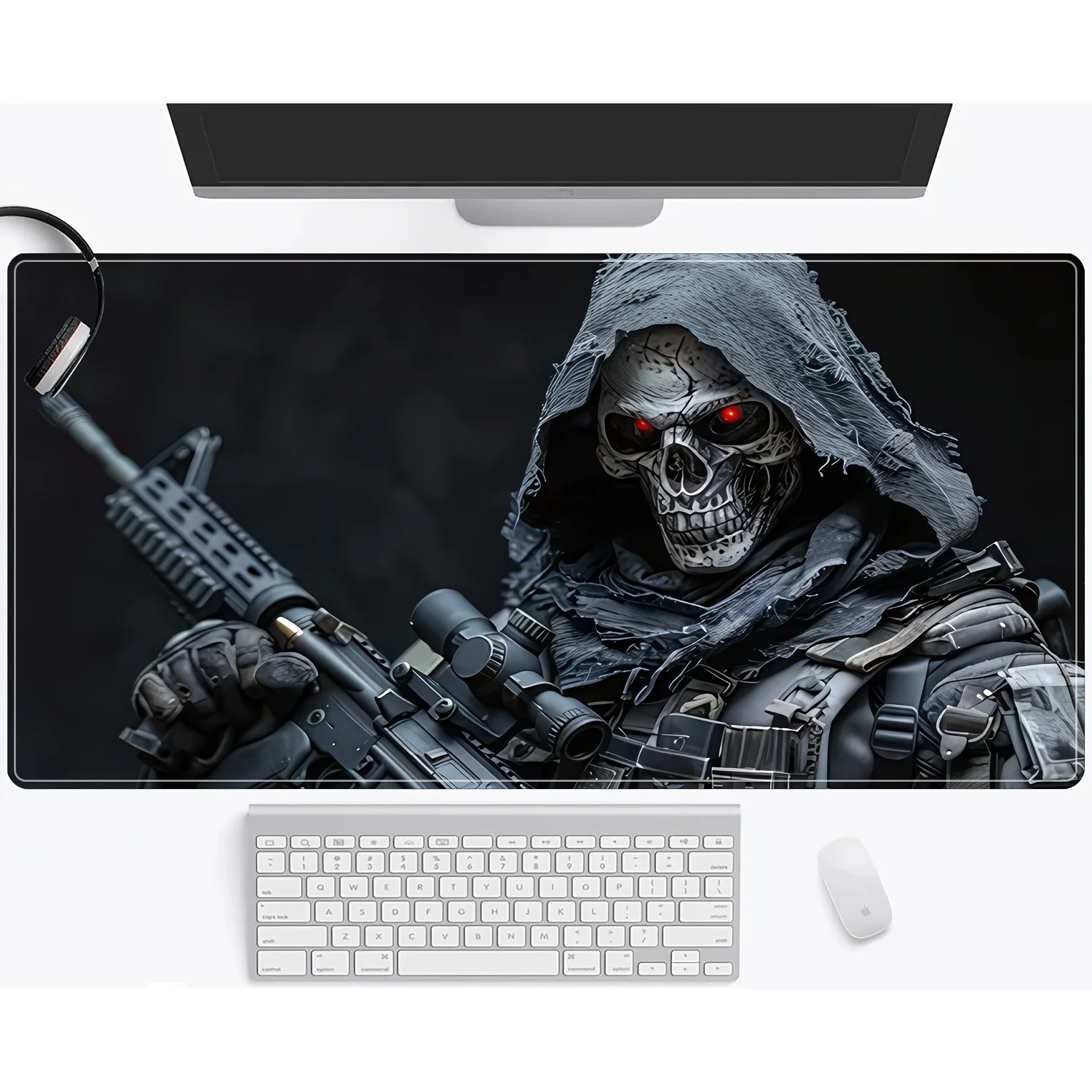 Skull Gun XXL Professional Gaming Mouse Pads for Gaming Office Accessories Study Desk Pads with Stitched Edge Endless Gamer mats