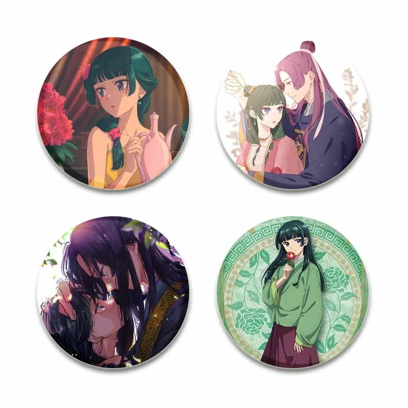 Anime Maomao Jinshi Round Badge The Apothecary Diaries Funny Button Pins Cartoon Acrylic Brooch Backpack Hat Decor Friends Gifts