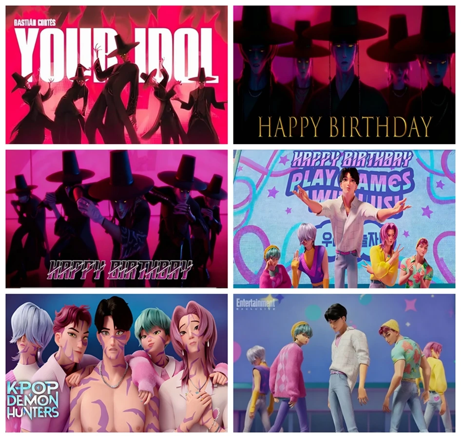 

KPOP Devil Hunter Birthday Party Decorative Background Cloth Your Idol The Saja Boys Handsome Boy Group Devil Photography Banner