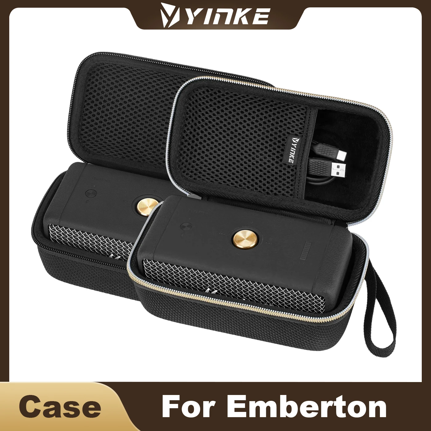 Yinke Hard Case Marshall Emberton II Willen Bluetooth Speaker Portable Travel Carrying Case Protective Storage Bag Mesh Pocket
