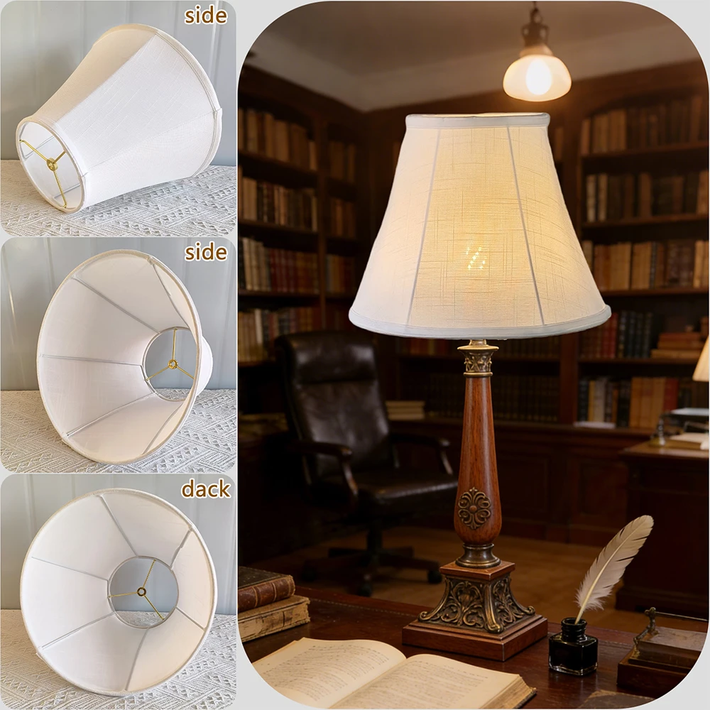 XFLAMPER Handmade Lampshade 12 inch Replacement Natural Linen for Table Lamps