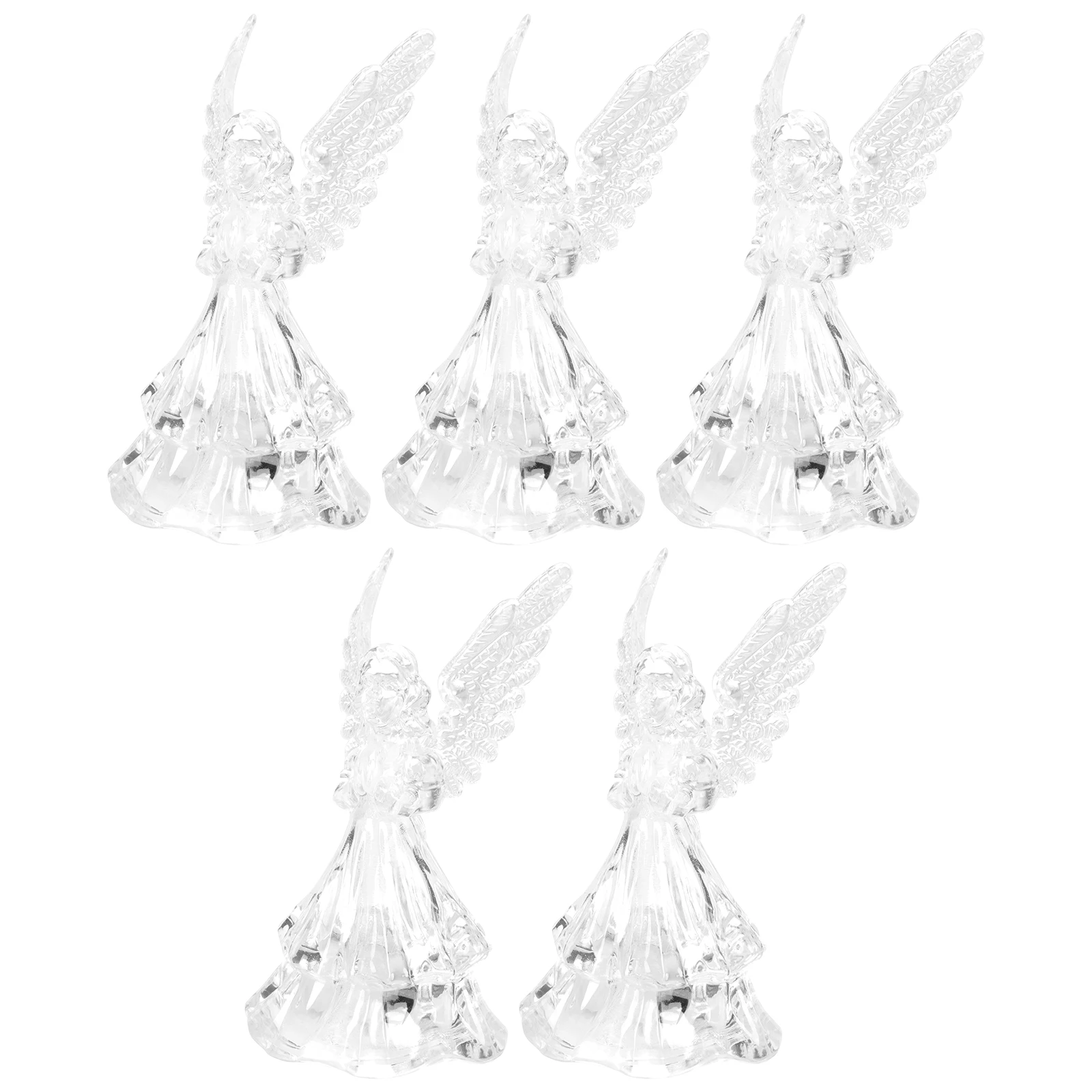 

5 Pcs Night Light Acrylic Angel Decor Christmas Garden Ornament Indoor Statue LED Luminous Xmas Lamp Adorn Desktop Decor Angel