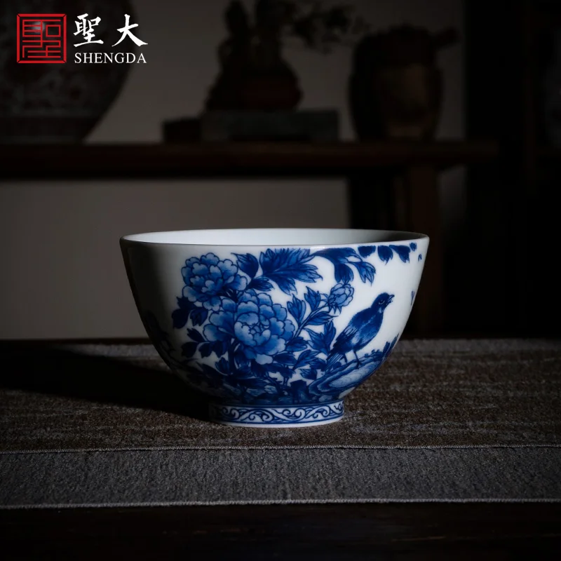 |tea cup full manual hand-painted porcelain ceramic kung fu spirit finches marble cup of jingdezhen tea service master