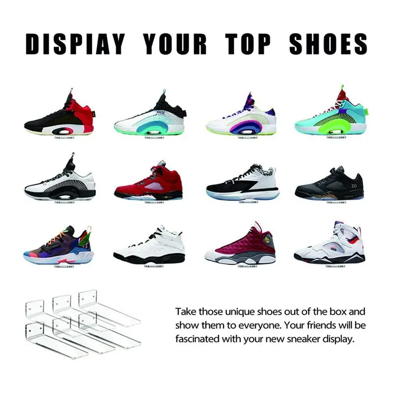 ABSS-12 Pack Acrylic Floating Sneaker Shelves Clear Shoe Display Stand Room Decor For Display Collectible Shoe&Sneaker