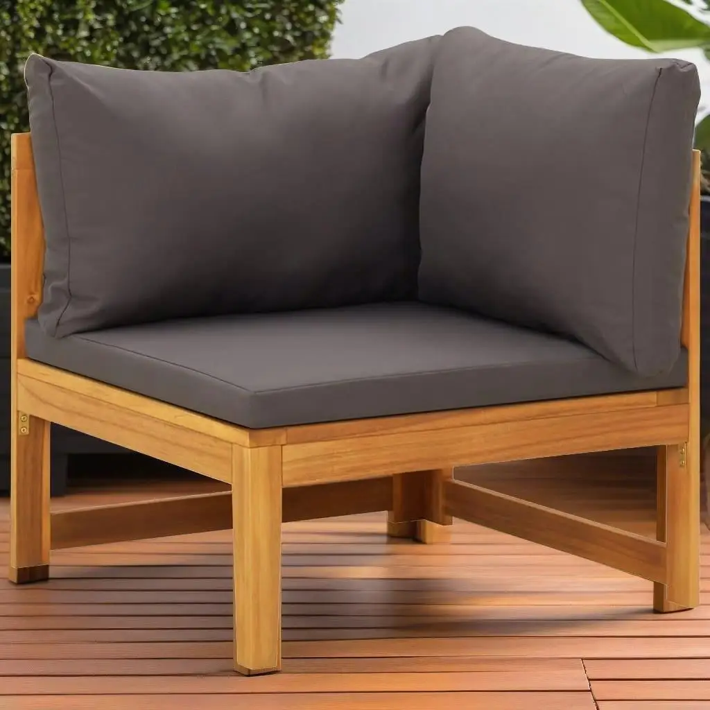 3-Piece Acacia Wood Patio Lounge Set with Dark Gray Cushions - Outdoor Furniture