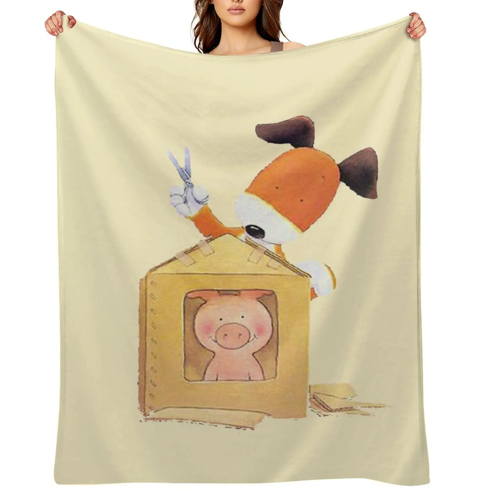 

Kipper the dog and pig Throw Blanket for sofa Thin Heavy Bed linens Blankets