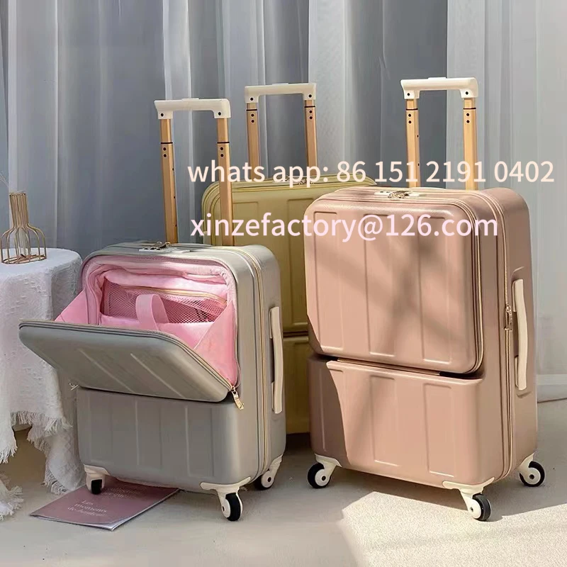 Bagagem de bagagem personalizável de 24 polegadas, roda universal, pc, senha, carrinho, ultraleve, carregamento usb frontal