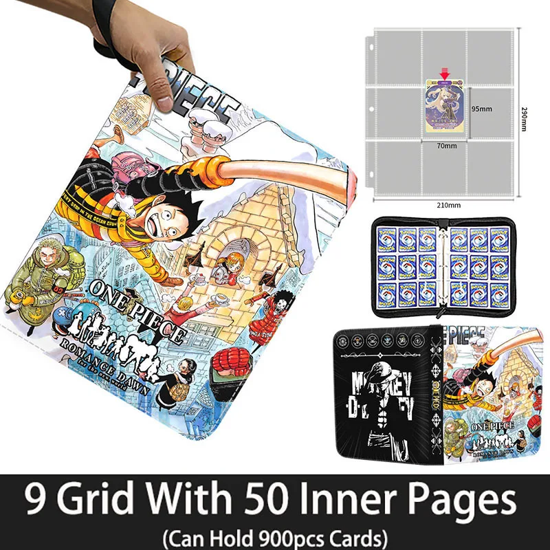 Classeur de Cartes One Piece à Fermeture Éclair, Poche Double Face, Jeu d'Anime, Album de Cartes à Collectionner, Dossier de Livre, 400 Pièces/900 Pièces