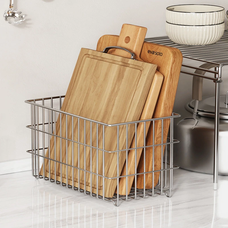 

304Stainless Steel Storage Basket Kitchen Storage Basket Cutting Board Bowl Dish Fruit and Vegetable Storage Desktop Miscellaneo