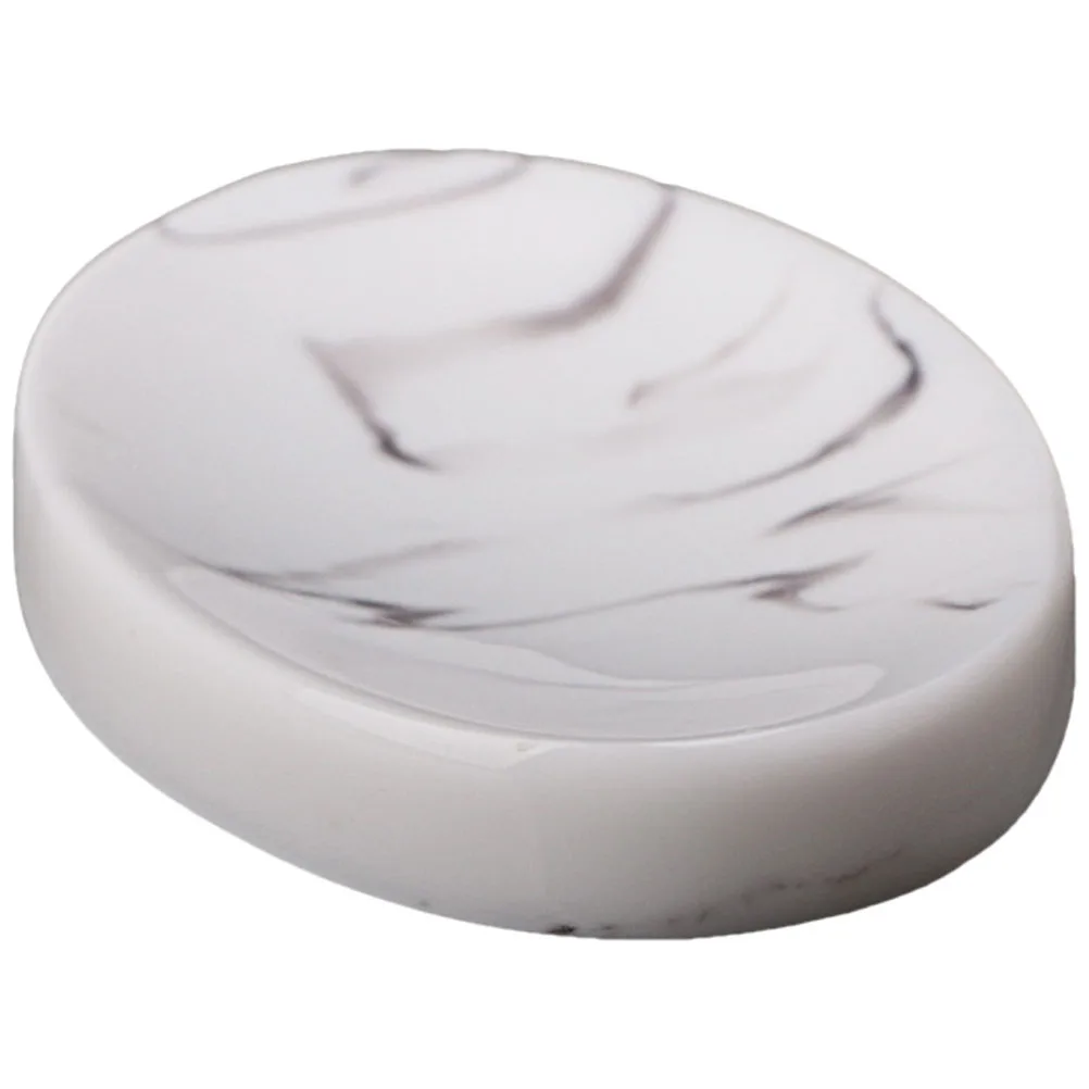 

Marble Soap Dish Bath Holder Modern Bar Bathroom Decorative Container Box Resin Smooth Lines Water Draining Kitchen